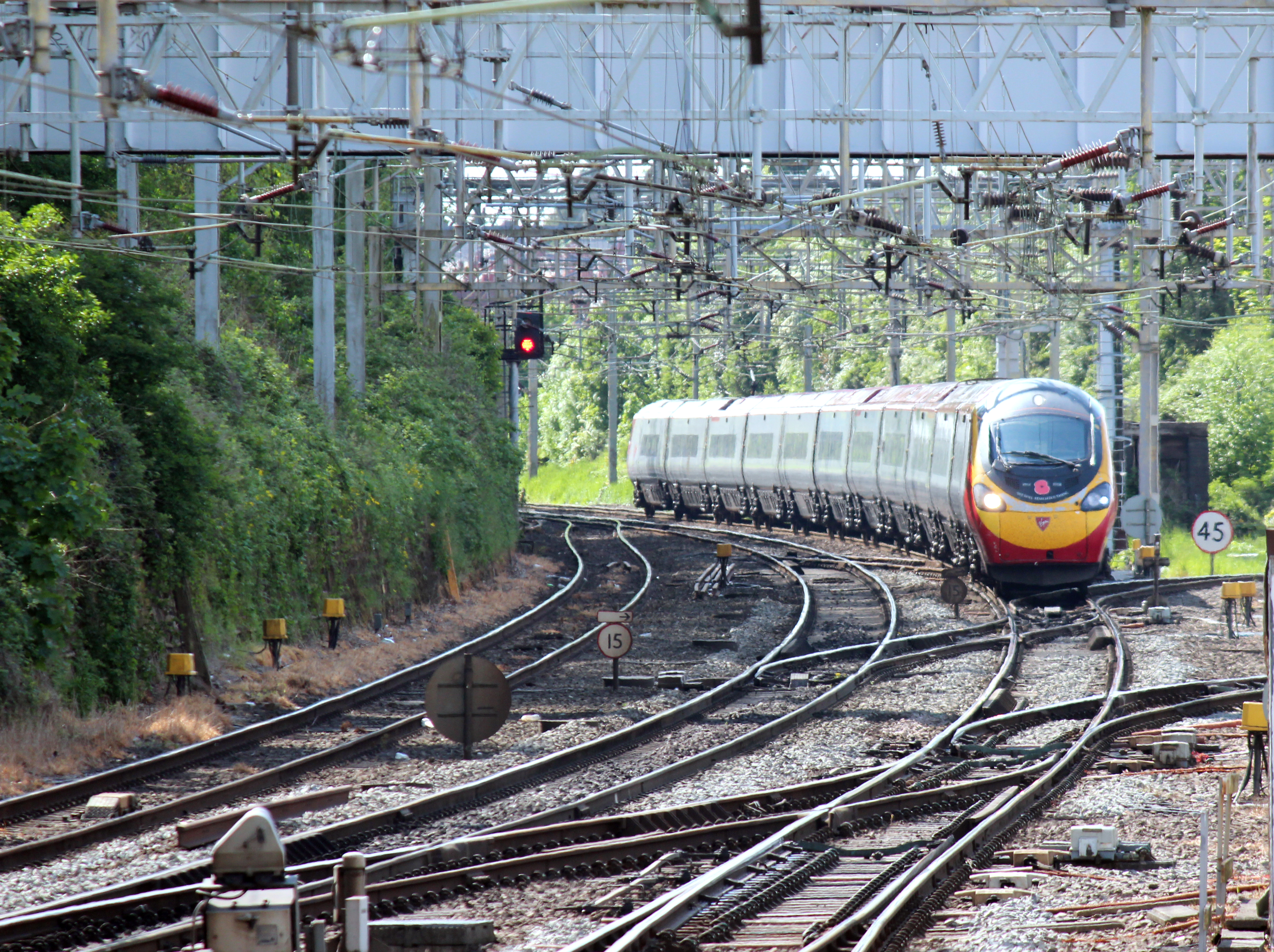 Virgin Pendalino approaching Coventry Station