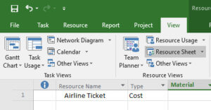Microsoft Project Resource Cost Type