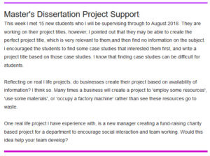 Masters Dissertation Support